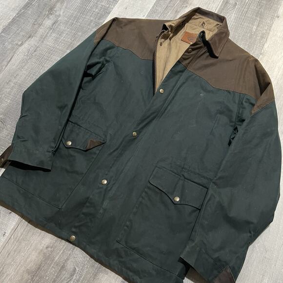 Chilko Brand Brown Wax Cotton Western Cowboy Hunting Chore Waxed Mens Jacket XL - Picture 3 of 5